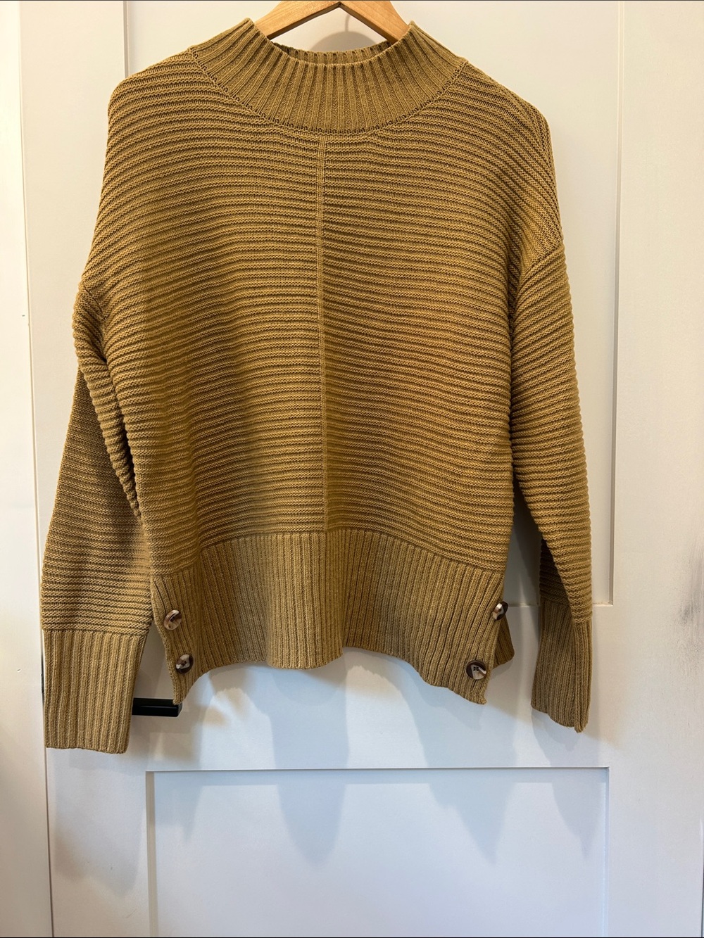 Women’s Ribbed Mock-Neck Sweater in Camel - Picture 9 of 10